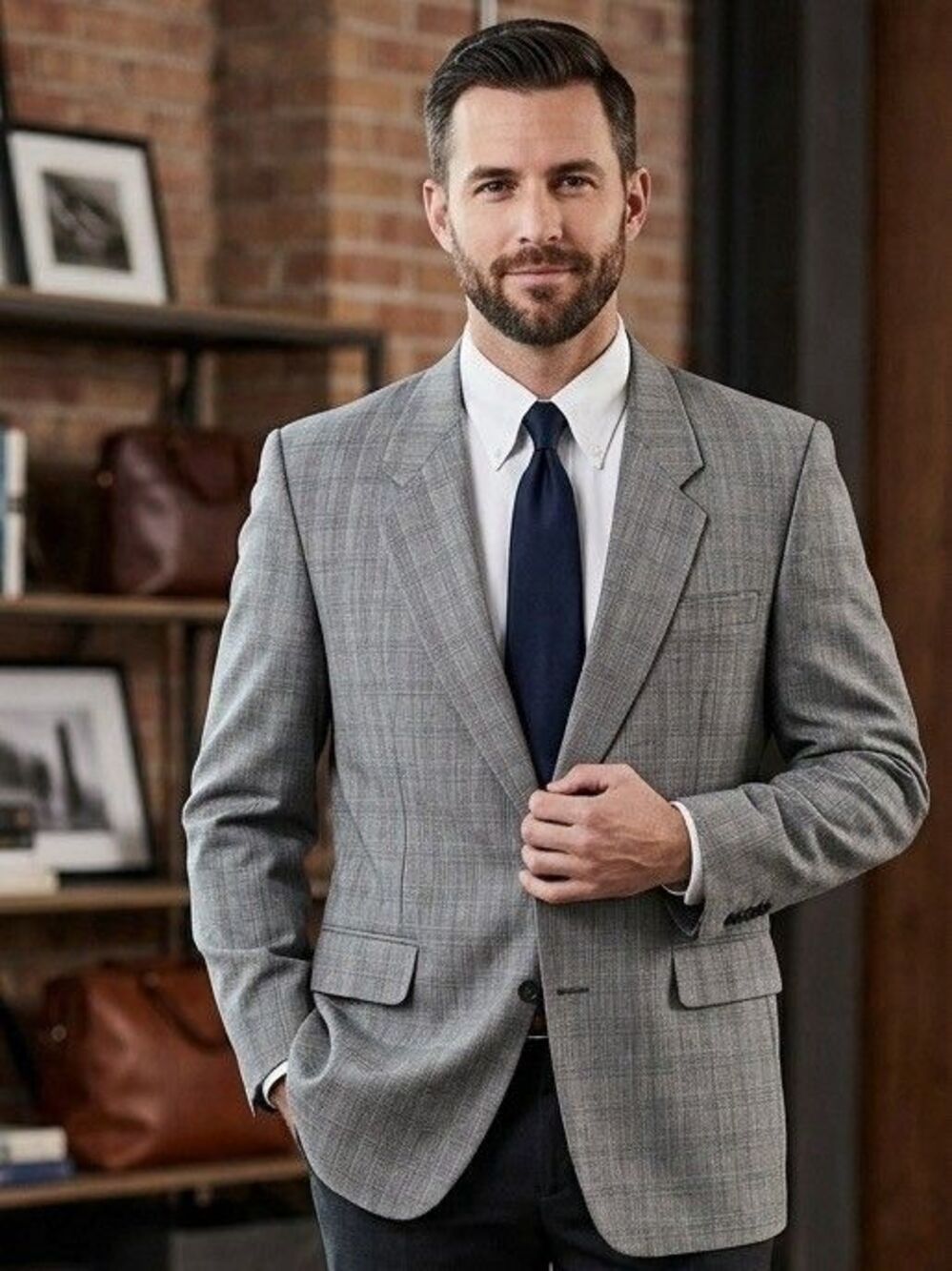 Montagut Men's Gray Glen Plaid Sport Coat Blazer 42R Wool Blend 2 Button Vtg